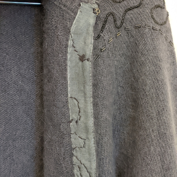 Vintage Sportscraft Lambs Wool Angora Gray Cardigan Sweater 16 - Picture 7 of 14